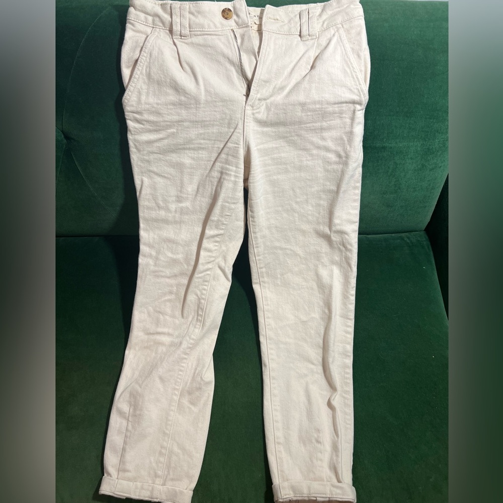 Sezane straight leg cream denim cropped pants size 34, US 4